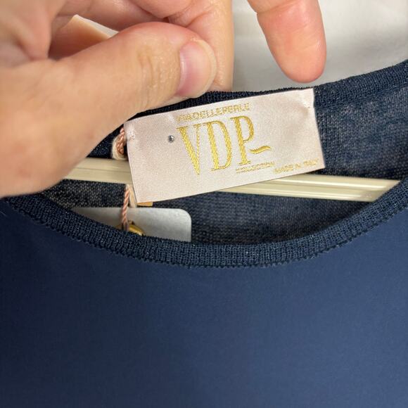 VDP Via Delle Perle NEW Blue Sleeveless Blouse Tank Top IT 42 Linen Silk Blend - Picture 6 of 11